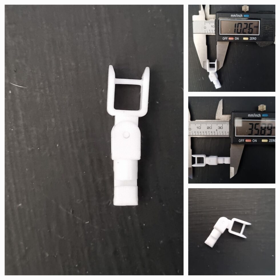 Universal joint and hanger for sloping vertical blinds, white