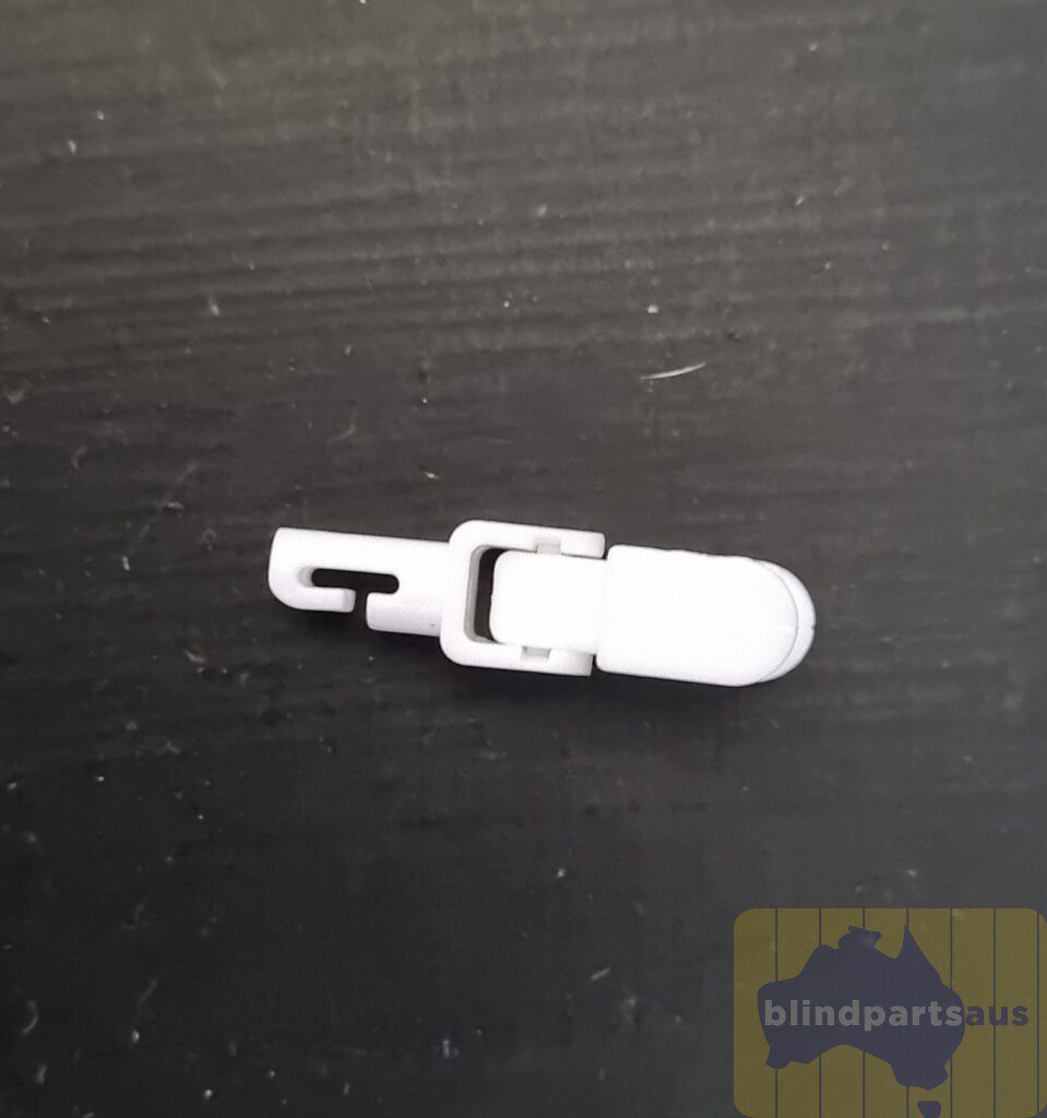 Universal joint and hanger for sloping vertical blinds, white