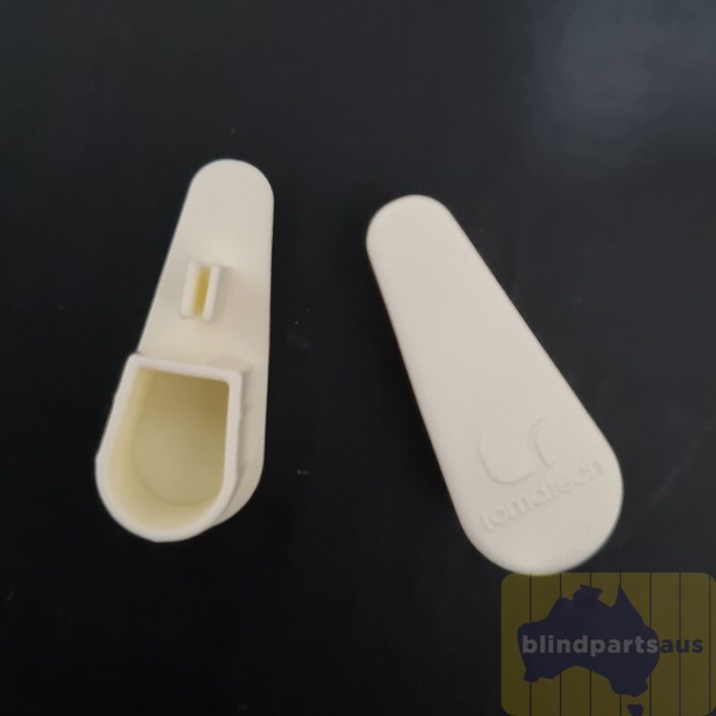 End cap tear drop Bottom Rail Romatech roller blinds  cream/ivory