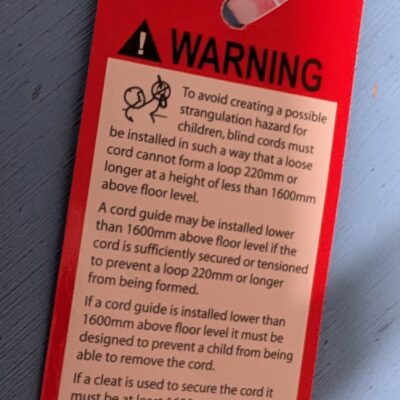 Warning Tag V3 JAI Child Safety Warning tags for blinds - V3 - pack of 5